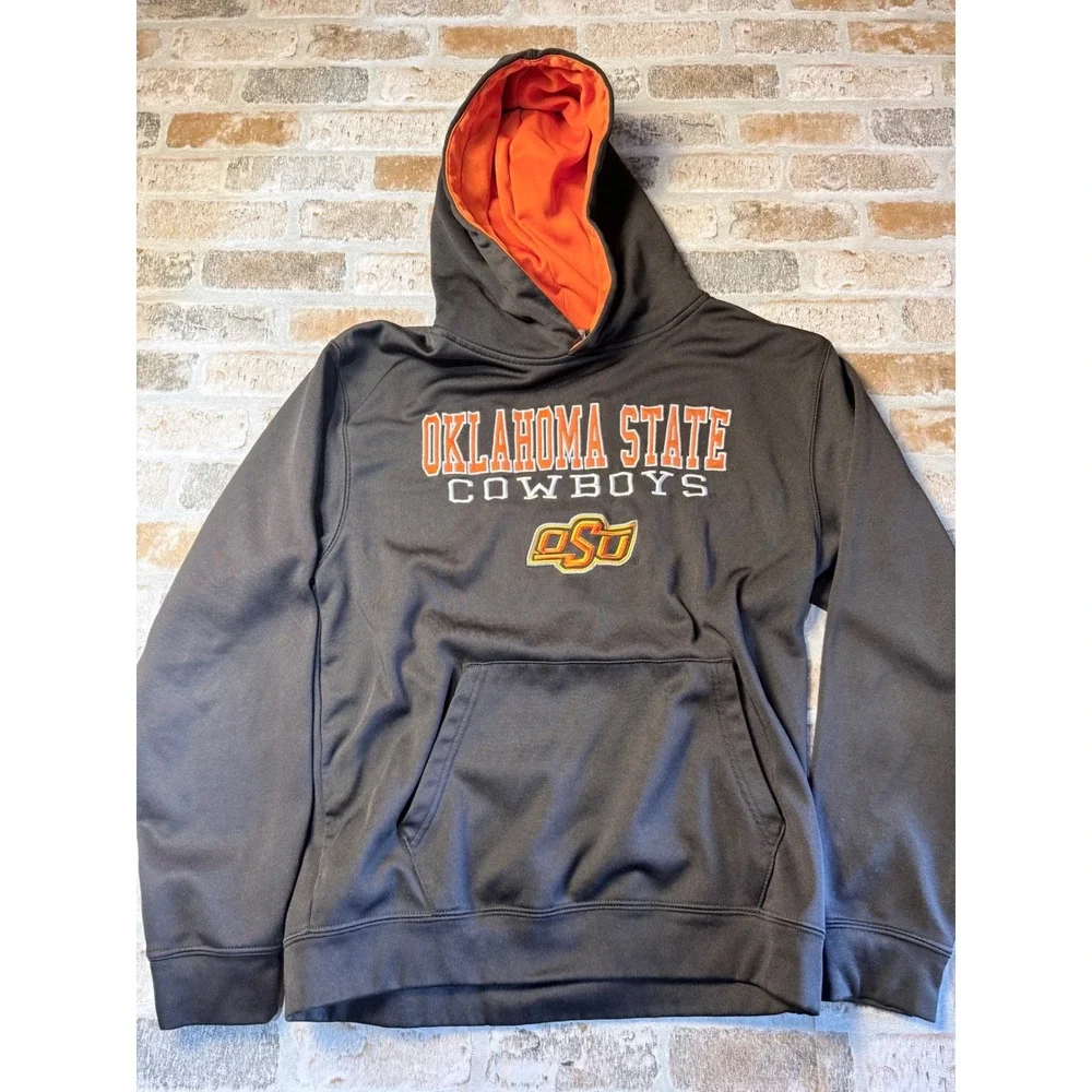 Colosseum Oklahoma State Cowboys Youth Hoodie Gray Orange OSU Sweatshirt Large